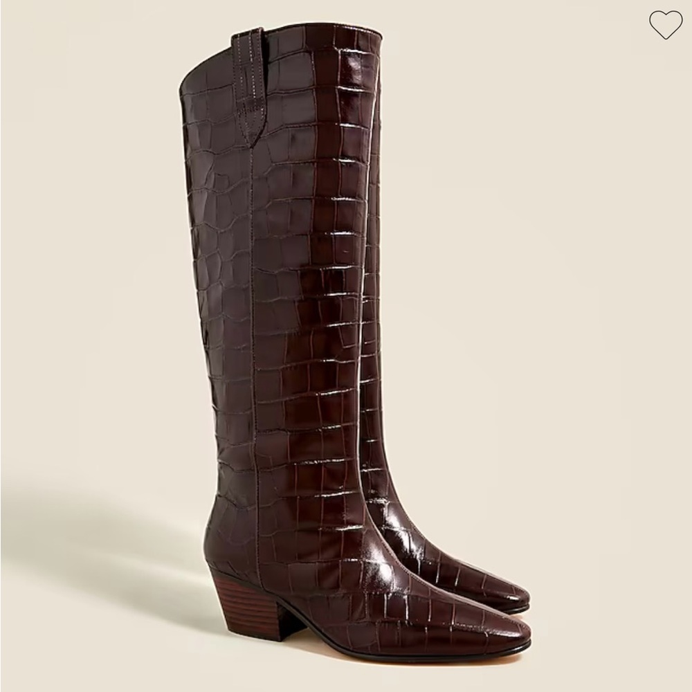 Elegant Brown Croc-Embossed Women's Boots